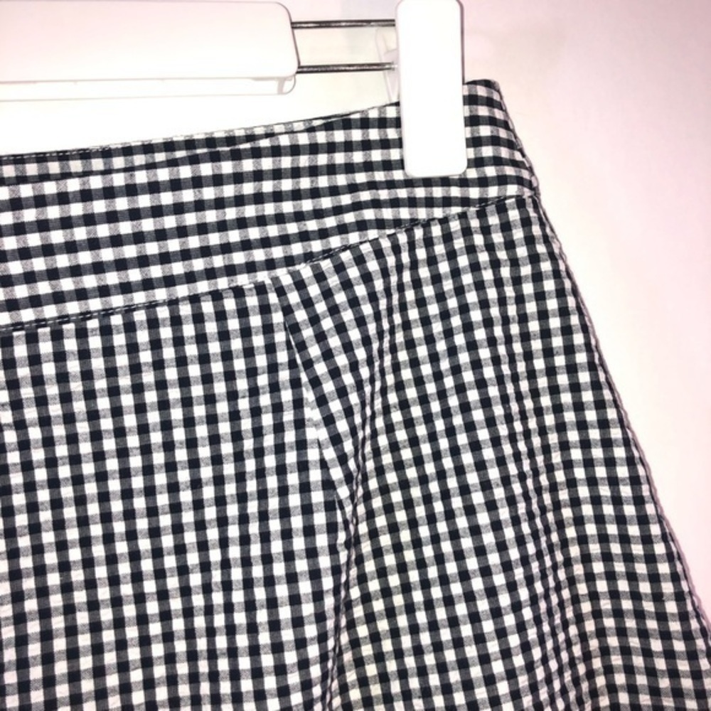 1901 Black & White Fall Gingham Ruffle Wrap Mini Skirt Size 4 - Picture 11 of 15